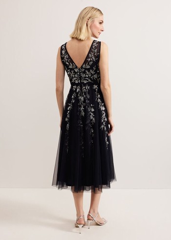 Phase Eight Marissa Beaded Dress Navy Canada | GJXQVC-318